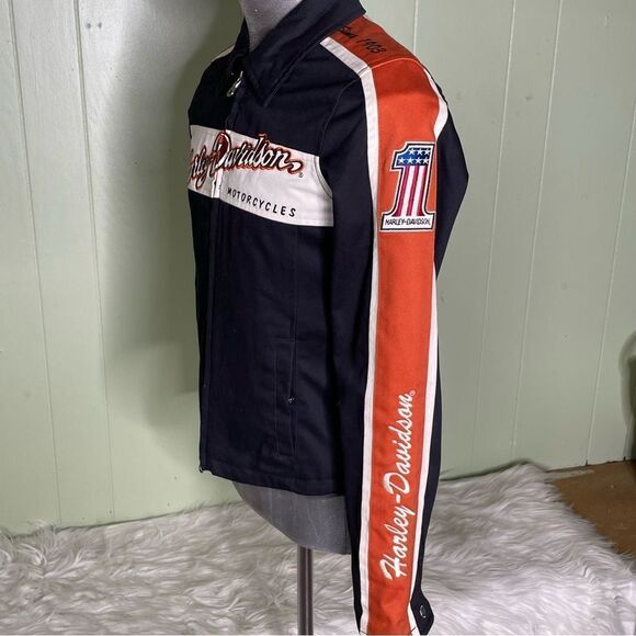 Harley-Davidson Motorcycle Embroidered Prestige Cotton Riding Jacket Women Small - Picture 5 of 15